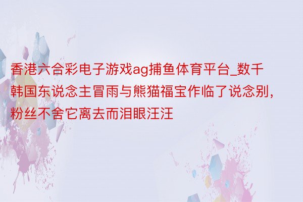 香港六合彩电子游戏ag捕鱼体育平台_数千韩国东说念主冒雨与熊猫福宝作临了说念别，粉丝不舍它离去而泪眼汪汪