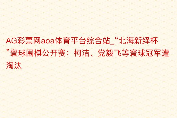 AG彩票网aoa体育平台综合站_“北海新绎杯”寰球围棋公开赛：柯洁、党毅飞等寰球冠军遭淘汰